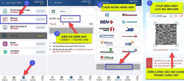 Nạp tiền Kubet bằng cách quét mã QR code